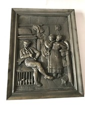 Zinn Bild Relief Bauernstube