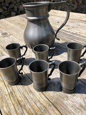 Zinnkanne/-Weinkrug  mit 6