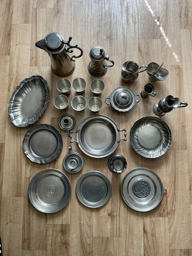 Große sammlung zinn - große, geschirr