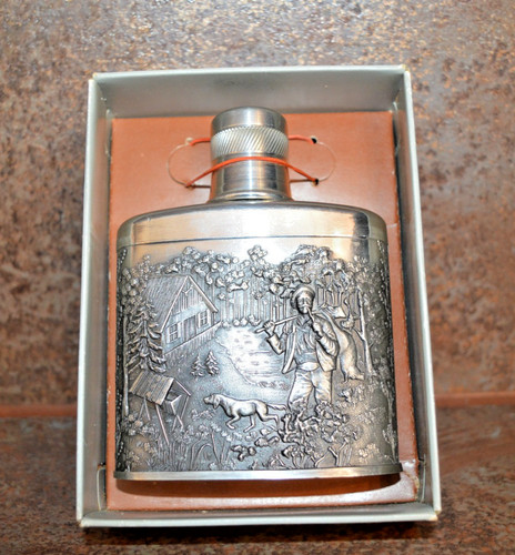 Flachmann zinn jagdmotiv - flachmann,