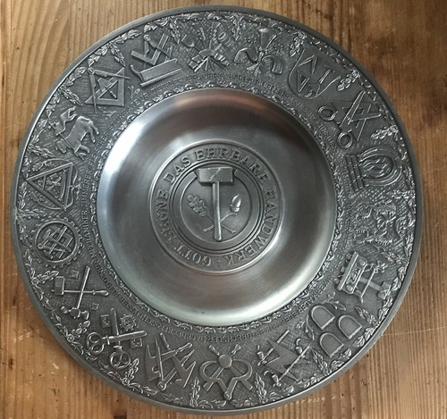 Zinnteller antik gott segne - zinnteller, "gott