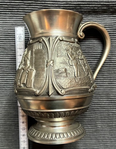 Vintage zinnkanne mit henkel - -,