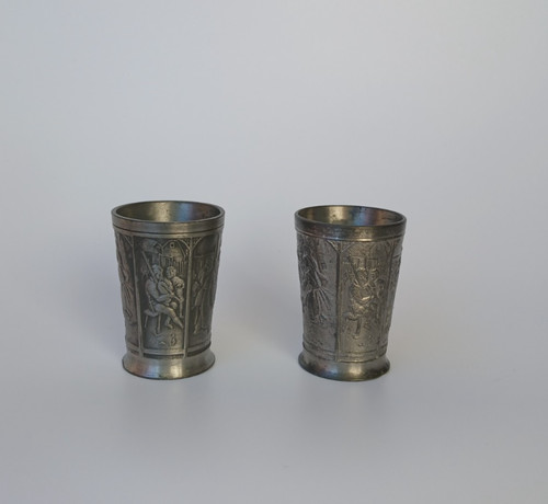 2er set vintage zinnbecher - set,