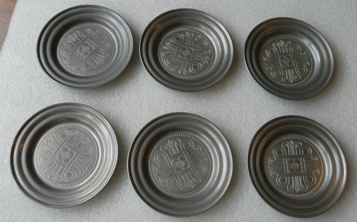 6er set zinn untersetzer - zinn,